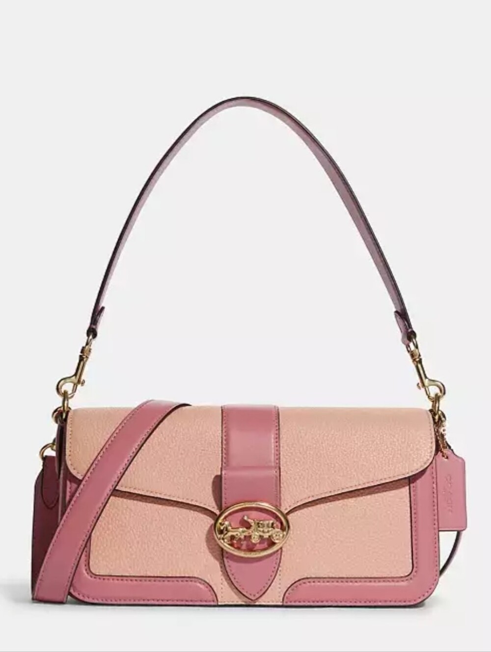Coach George Shoulder Bag Faded Blush Taffy Colorblock Style C8607